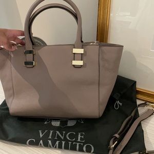 Vince Camuto Taupe Leather Bag with Strap